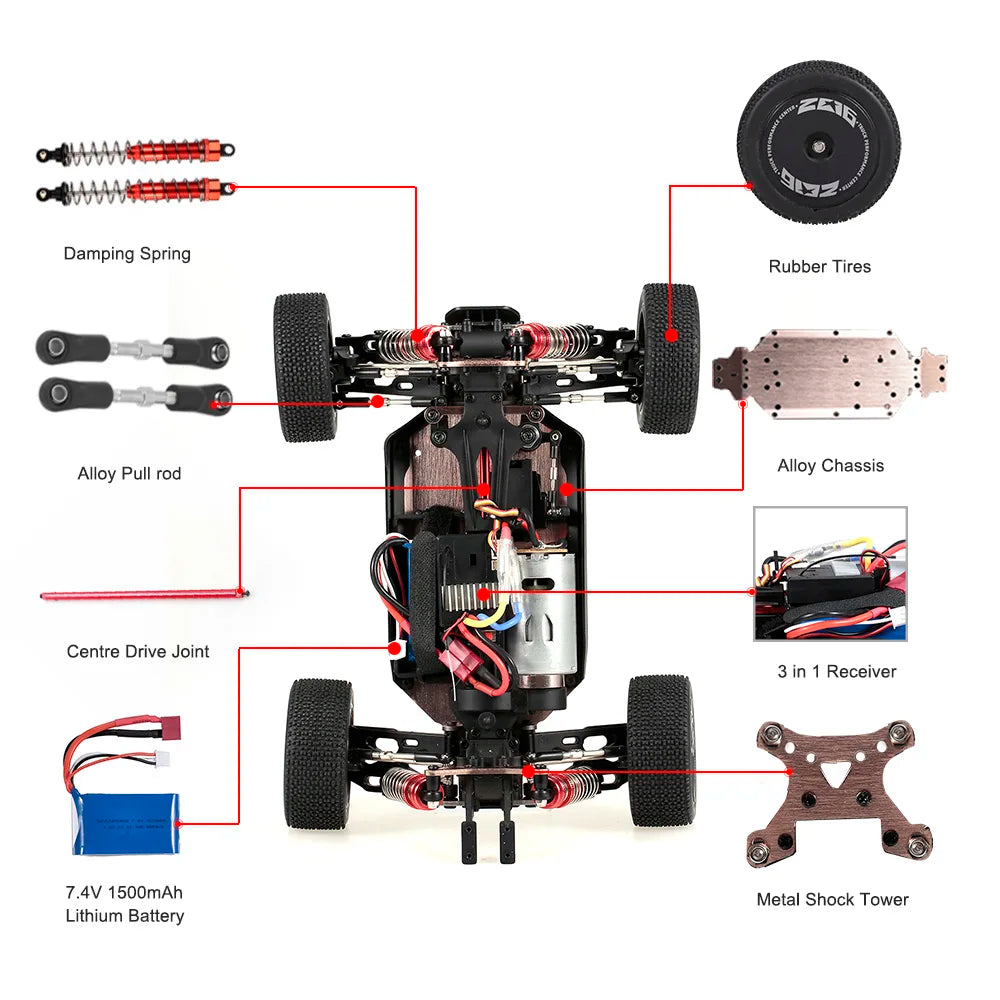 WLtoys 144001 144010   Coche teledirigido sin escobillas 1:14 2,4G 4WD eléctrico de alta velocidad todoterreno Control remoto coche de carreras de deriva 1/14 juguetes de regalo