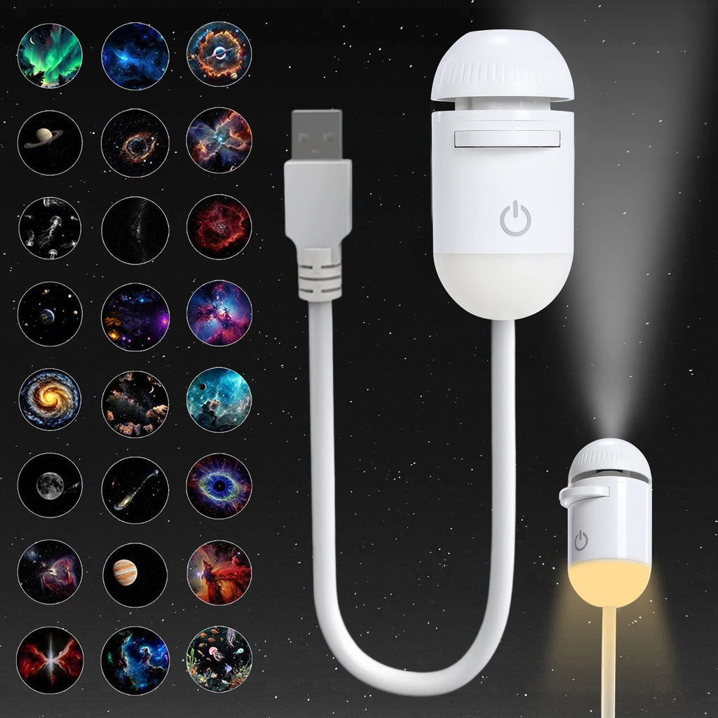 Mini proyector de galaxia LED 360° con cielo estrellado para decoración y fiestas