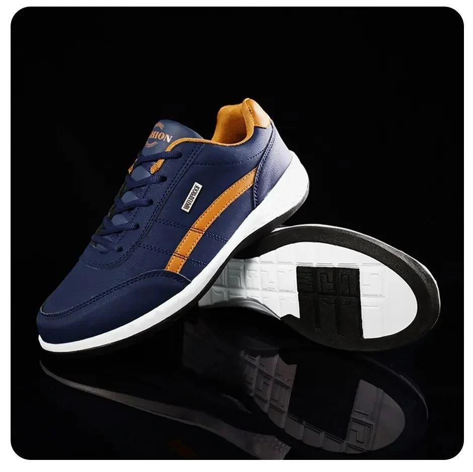 Zapatillas de deporte para hombre, zapatos deportivos informales, zapatos de cuero para caminar al aire libre para hombre, fondo suave para las cuatro estaciones