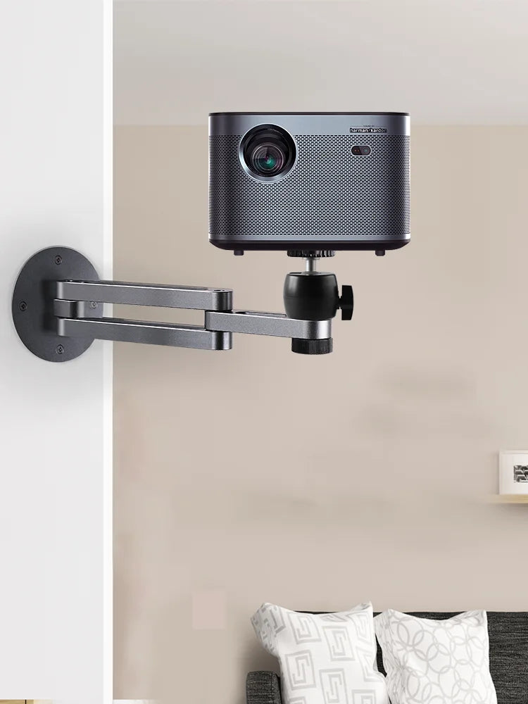 Soporte de montaje en pared para proyector, soporte de pared plegable ajustable multiángulo con rotación de 360 grados, soporte para proyector de aleación de aluminio