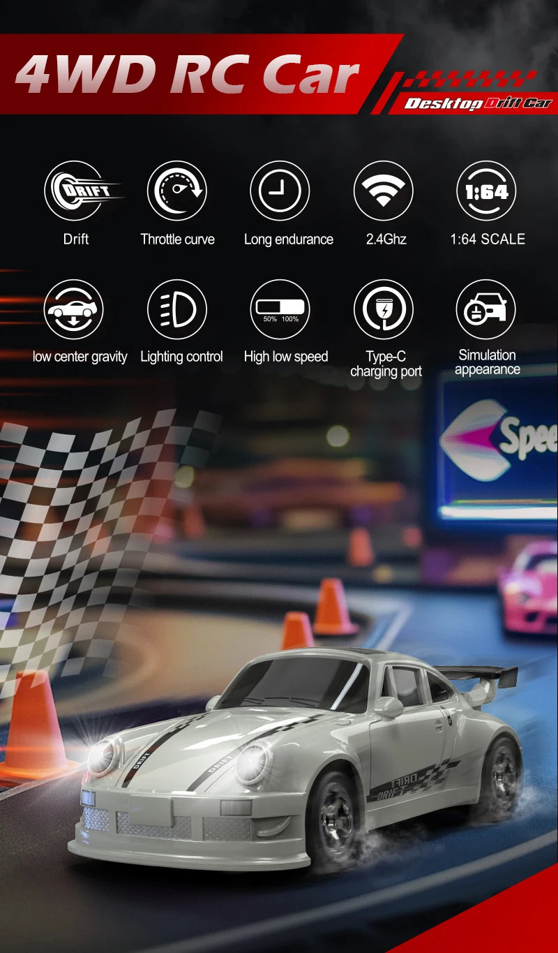 Auto de Drift RC 1:64 y 1:43 Control Remoto para Niños
