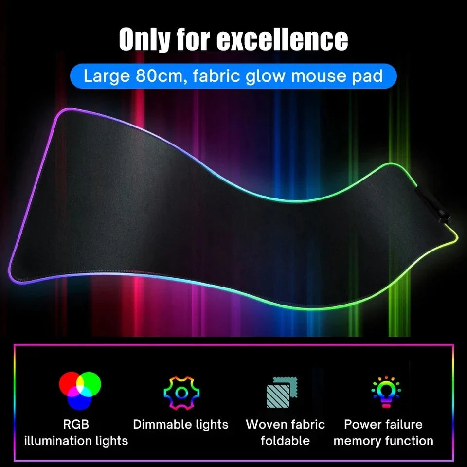 Alfombrilla de ratón para juegos World Of Warcraft Illidan RGB XXL, alfombrilla de ratón Led grande para Gamer, decoración de escritorio, alfombrilla de escritorio WOW con retroiluminación