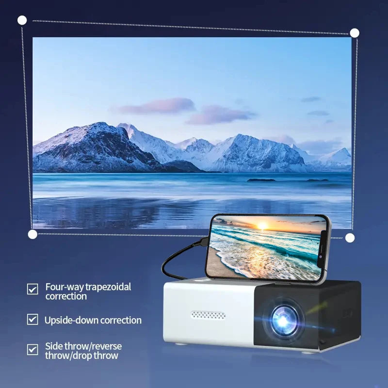 El mini proyector HD portátil YG300 es adecuado para proyectores domésticos, exteriores y portátiles, compatible con enlaces USB, HDMI y tarjetas SD