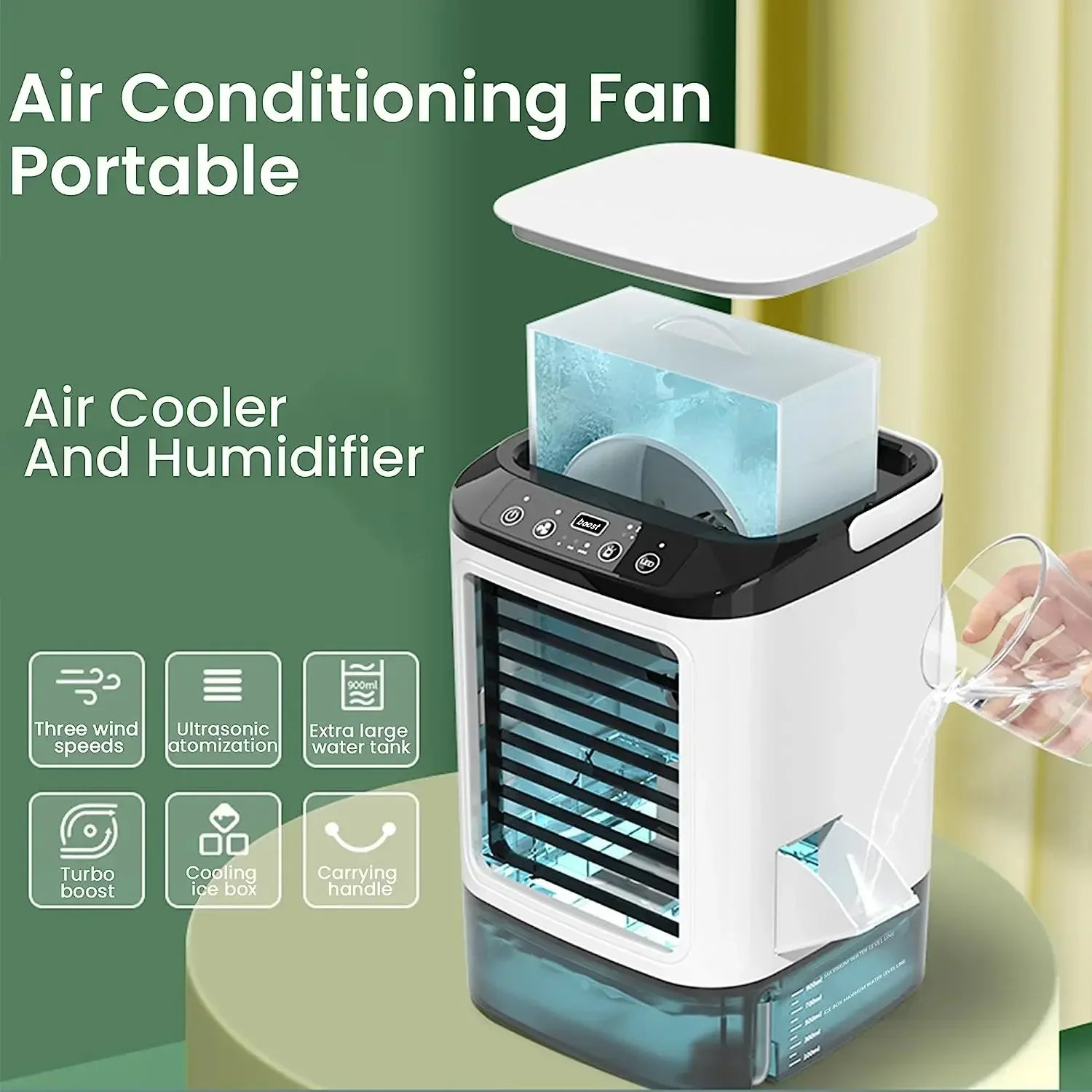 Ventilador de Escritorio con Atomización Ultrasónica Dual