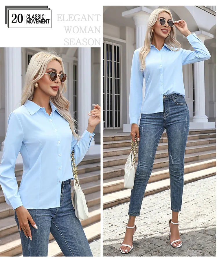 Blusa Elegante de Gasa con Botones para Mujer