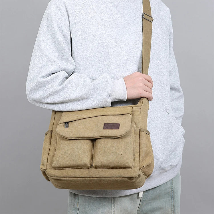 Bolso bandolera para hombre, diseño con múltiples bolsillos, bolso de hombro de gran capacidad, elementos esenciales para exteriores, almacenamiento funcional, viajeros urbanos