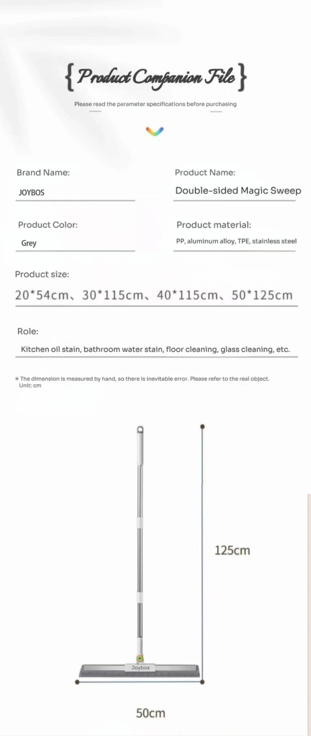 Escoba mágica de doble cara Joybos con raspador de silicona limpiavidrios, 30-50 cm
