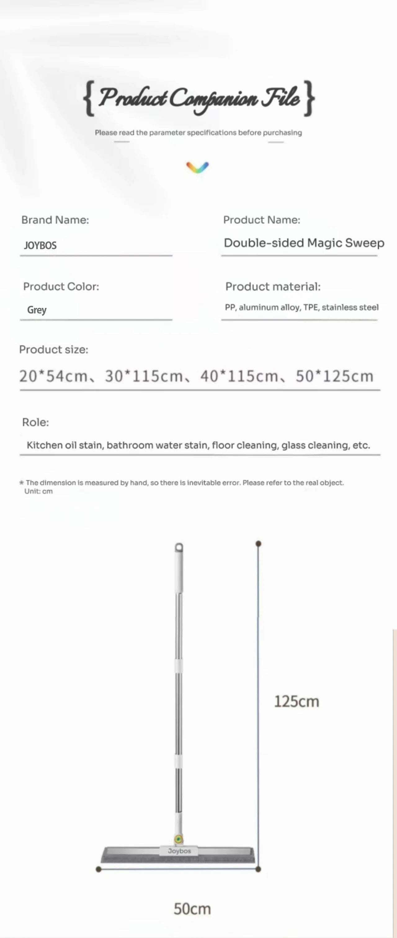 Escoba mágica de doble cara Joybos con raspador de silicona limpiavidrios, 30-50 cm