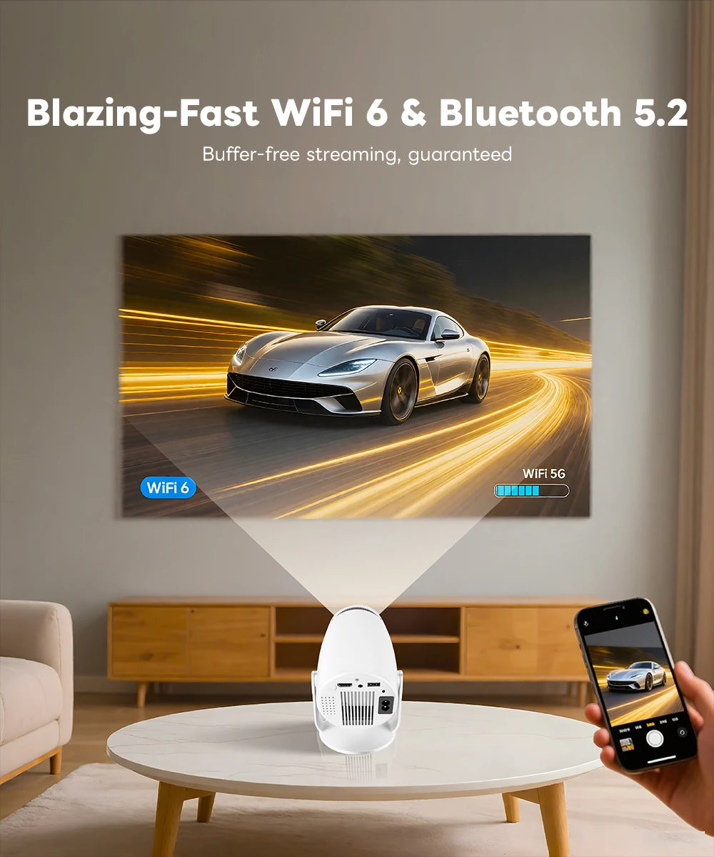 Nuevo Proyector Portátil HY900 con Decodificación 4K, Wi-Fi 6 Dual, Chip Allwinner, 290ANSI, BT5.0, Perfecto para Cine en Casa y Uso en Exteriores