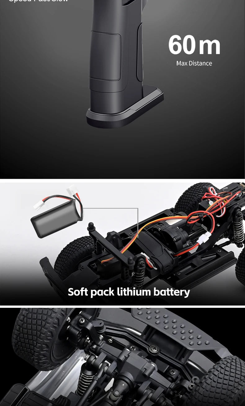 WLtoys 184023 1:18 Vehículo Todoterreno 4WD, Auto RC 2.4G RTR, Crawler Eléctrico a Control Remoto con Luces LED, Juguetes para Niños