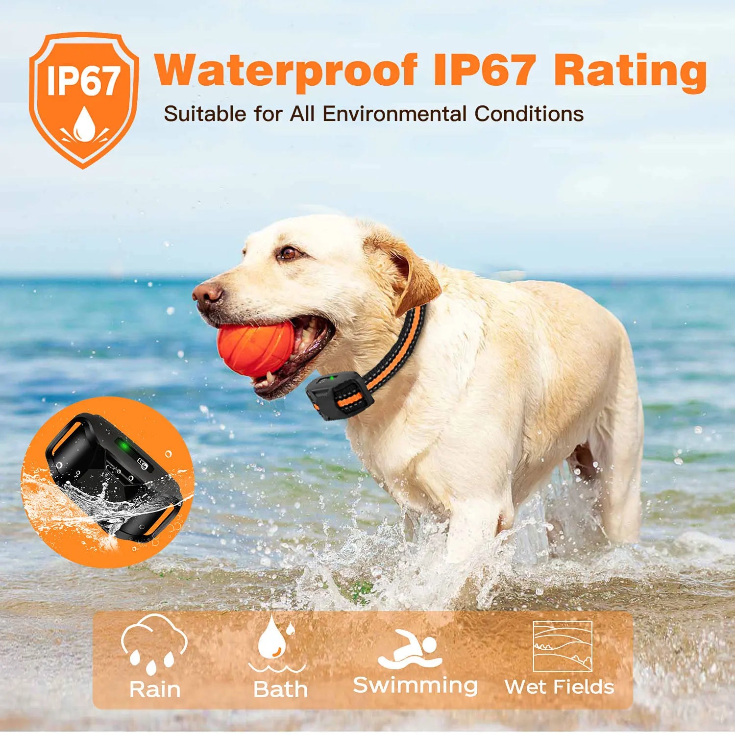 Collar de entrenamiento eléctrico para perros de 3300 pies, Control remoto, resistente al agua, comportamiento de mascotas para cachorros de 5-120 libras con vibración de choque