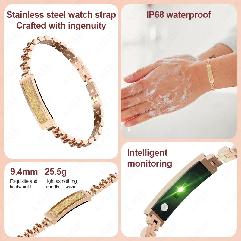 Pulsera inteligente LIGE para mujer con Bluetooth y monitoreo de salud