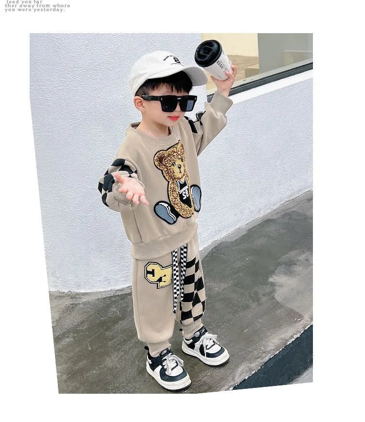 Sudaderas con capucha de moda para bebés, conjuntos de ropa para niños y niñas, sudadera de manga larga y pantalones, traje informal para primavera y otoño