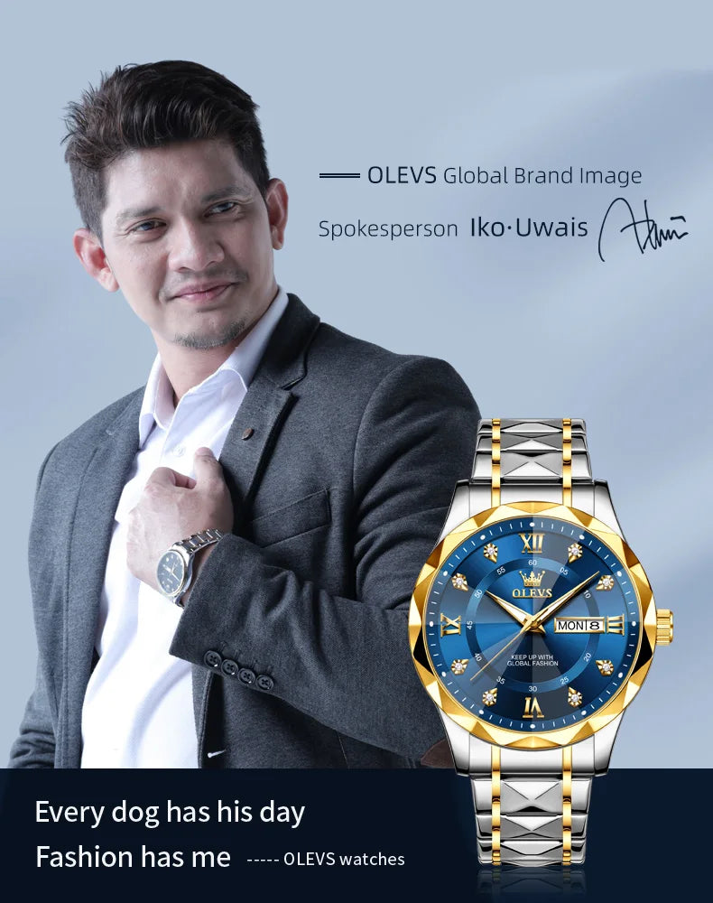 Reloj de Cuarzo OLEVS para Hombre con Calendario de Acero Inoxidable