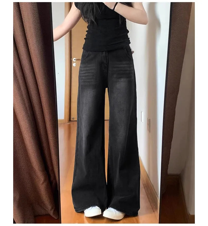 Pantalones Vaqueros Rectos de Lana Gruesa para Mujer, Terciopelo, Invierno