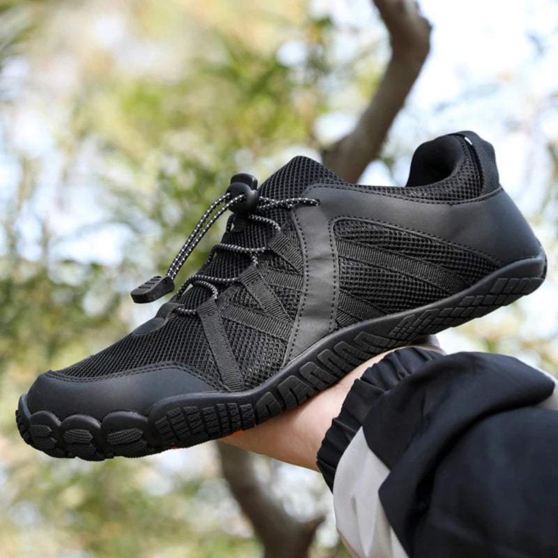 Zapatos de senderismo transpirables para hombre, zapatillas de deporte flexibles para exteriores, zapatos antideslizantes a la moda para caminar para hombre, zapatos informales de escalada de gran tamaño