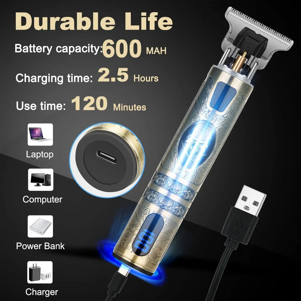 Cortapelos Eléctrico con Pantalla LCD, Máquina de Cortar Pelo y Barba, Recortadora Recargable para Hombres