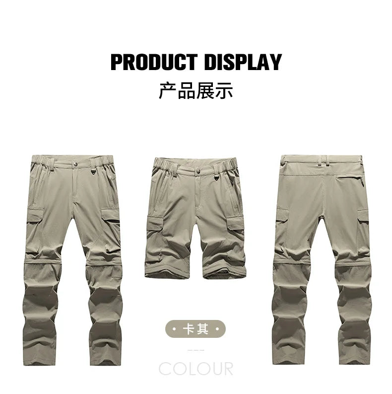 Pantalones convertibles de senderismo tipo cargo para hombre, impermeables, de secado rápido, livianos, con cremallera extraíble, perfectos para aventuras al aire libre, pesca y camping, equipo de senderismo versátil para