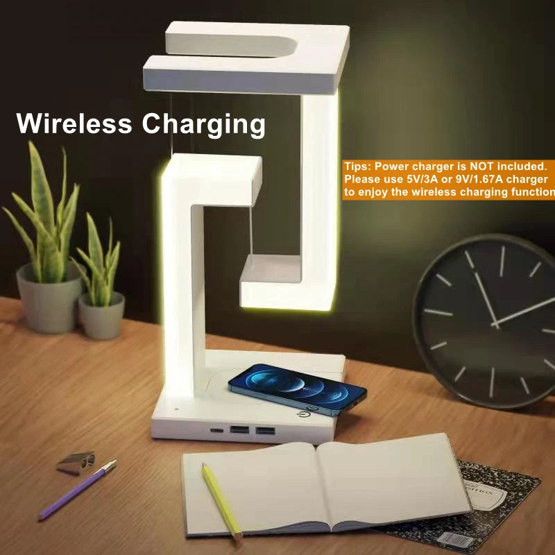 Lámpara de Escritorio Flotante con Cargador USB