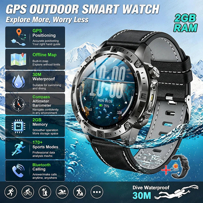 Reloj Inteligente con GPS, Mapa Offline, Linterna y 170 Deportes