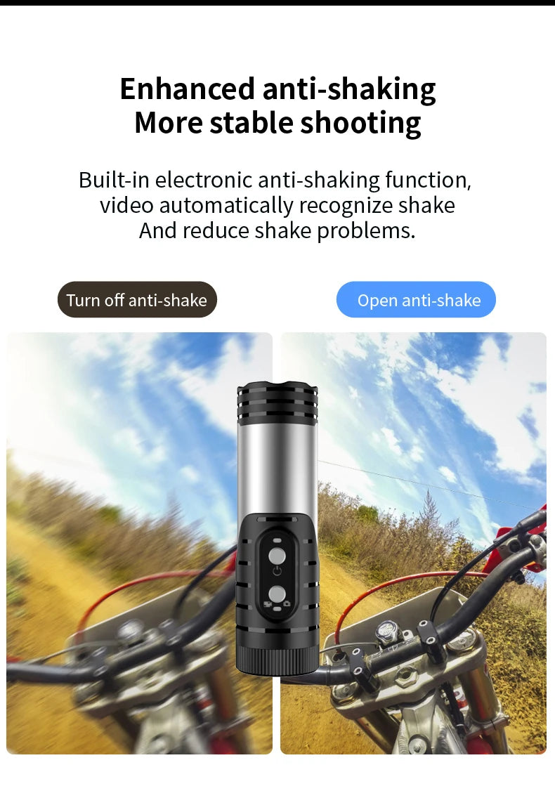 Cámara de acción FHD 1080P WiFi para bicicleta y casco, impermeable IP66
