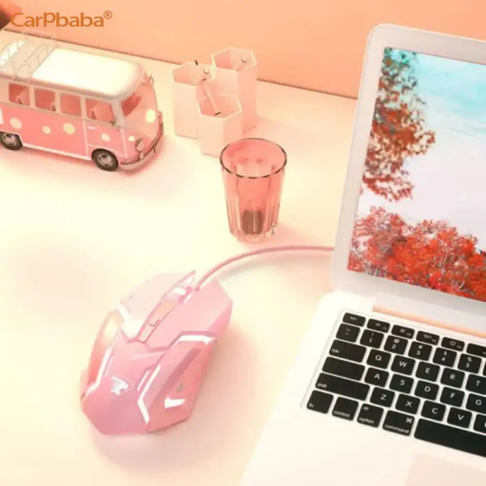 Carpbaba-ratón de juego con cable G3, silencioso, mecánico, rosa, deportes electrónicos, chica, arte encantador, portátil, para oficina, hogar, MacBook, portátil, PC y Gamer