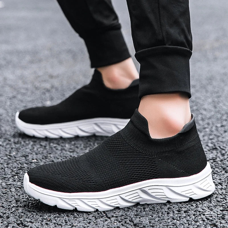 Zapatos informales transpirables para hombre, zapatos vulcanizados sin cordones, zapatillas informales ligeras para hombre, zapatos planos antideslizantes suaves, mocasines para exteriores
