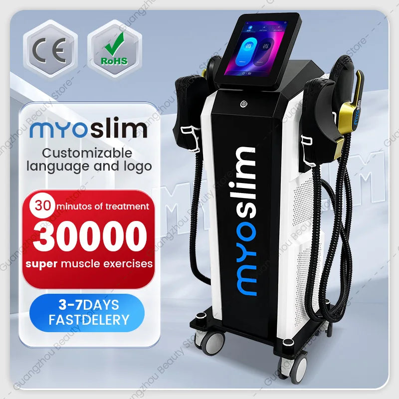 Myoslim 15 Tes 6500W NEO Slimming Nova, Quemador de Grasa, Estimulación Muscular EMS, Estimulación Electromagnética Corporal, Pantalla Plegable Profesional