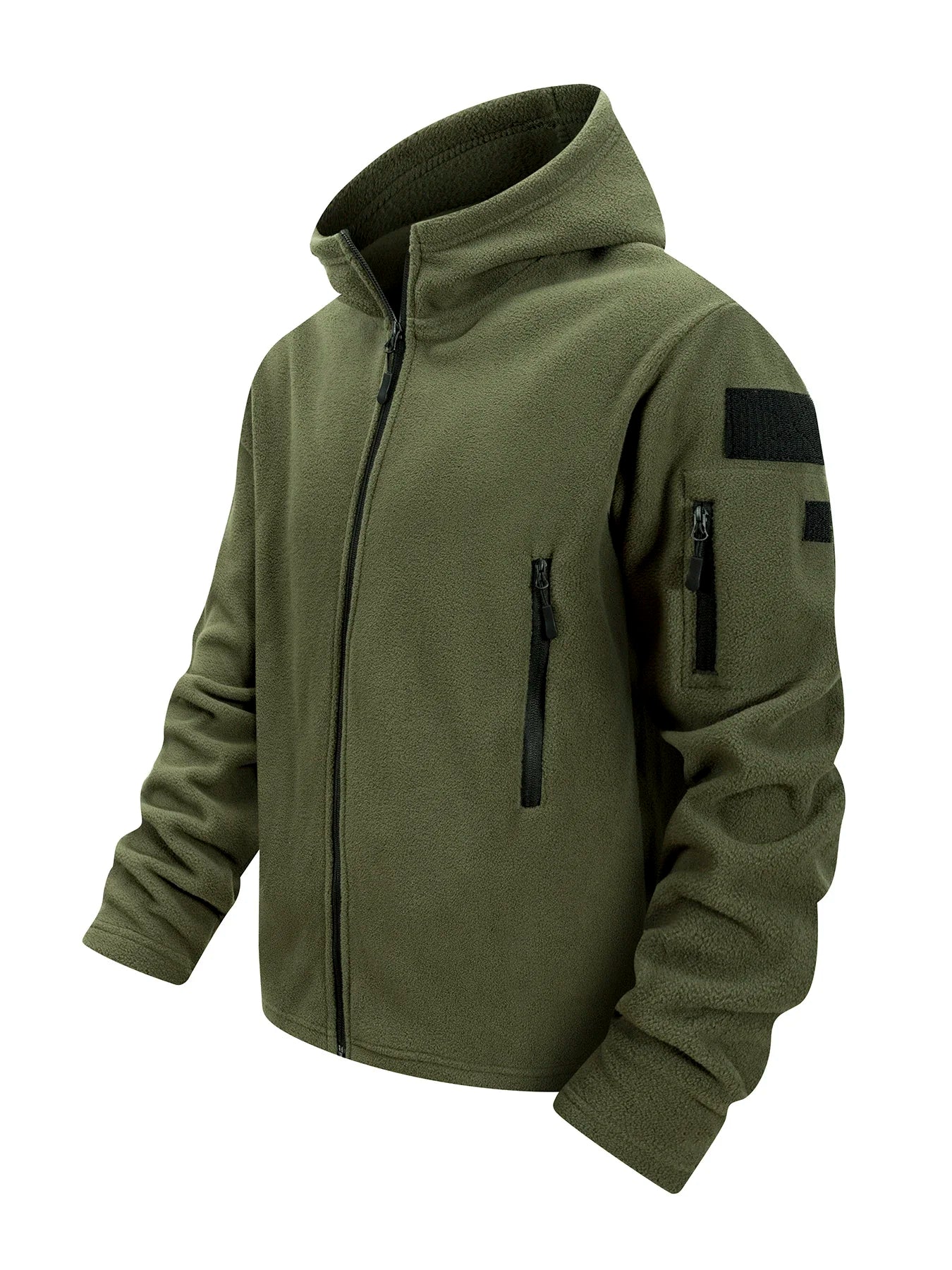 Chaqueta Polar Táctica con Capucha para Hombre | Cremallera Completa
