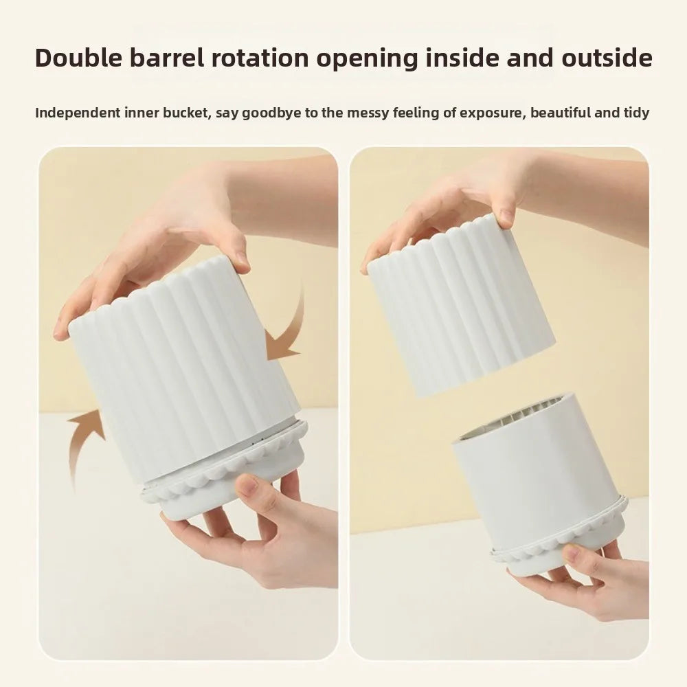 Cubo de basura de escritorio con tapa abierta, cubo de basura con forma de girasol de gran apertura, cubo de almacenamiento de plástico antideslizante para oficina