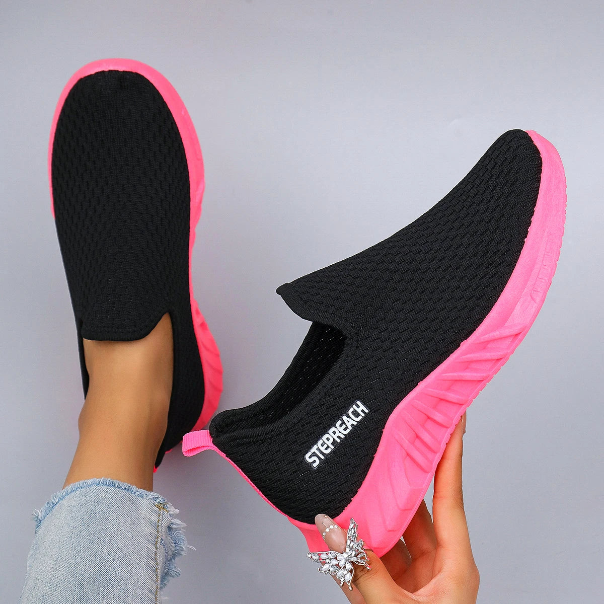 Zapatillas planas de malla transpirable para mujer — Calzado informal de verano