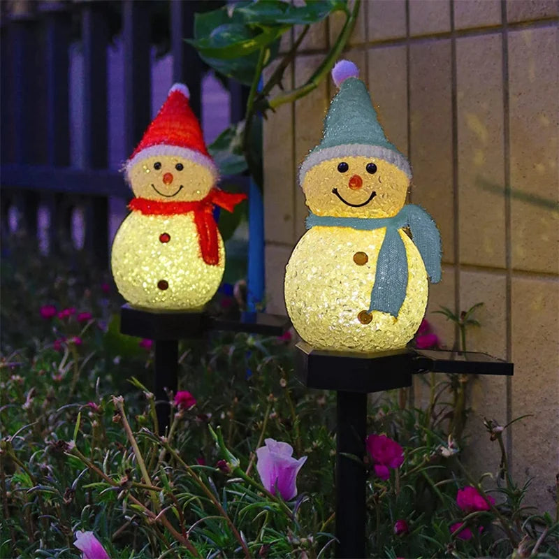 Luz Solar LED de Jardín con Figura de Muñeco de Nieve
