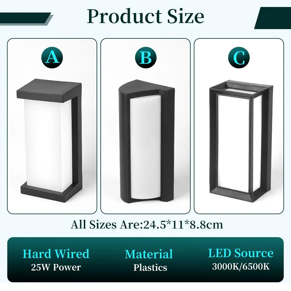 Aplique de Pared LED Moderno Negro IP65 25W para Interior