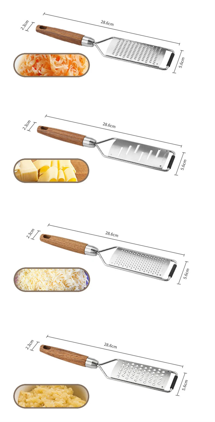 LMETJMA rallador de queso con mango de limón de madera Natural rallador Zester de acero inoxidable herramienta Zester de cítricos de cocina para jengibre JT259