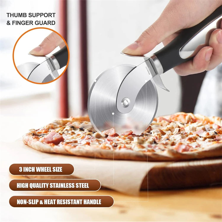 Cortador de Pizza Premium, rueda cortadora de Pizza de acero inoxidable, rebanador de Pizza súper afilado con mango antideslizante, utensilios de cocina JT542
