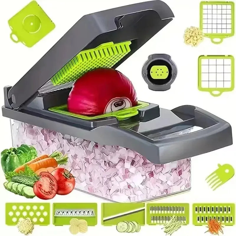 Cortador y rebanador multifuncional de verduras con caja de almacenamiento