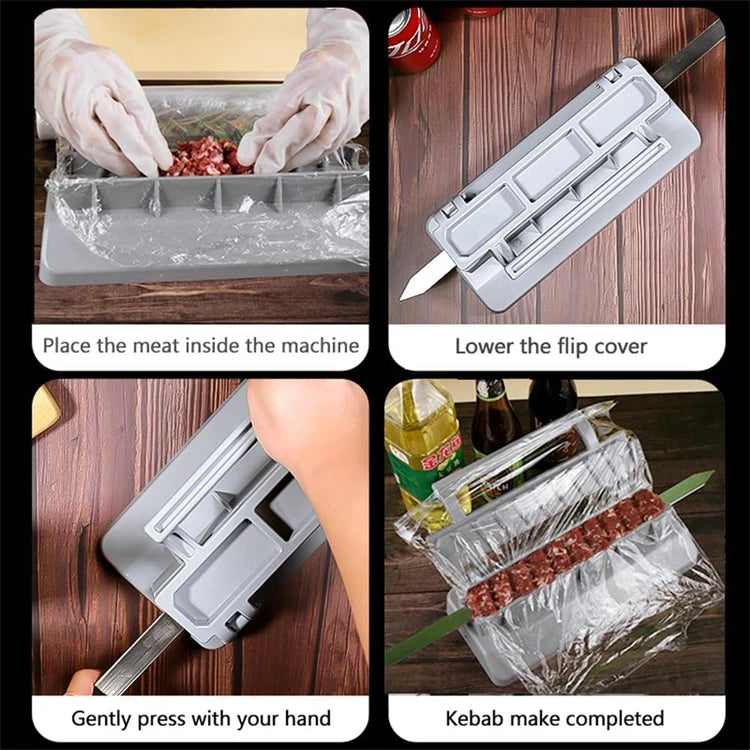 LMETJMA Prensa Grande para Hacer Kebab, Máquina Manual de Plástico para Hacer Kebab, Molde para Hacer Kabob, Brochetas para Barbacoa