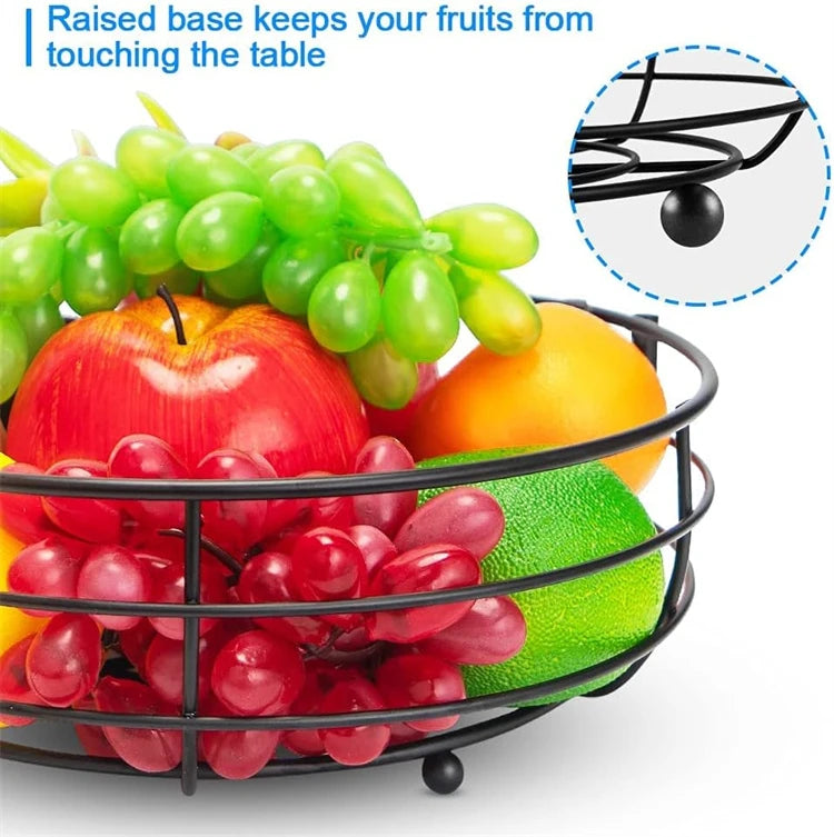 LMETJMA-cesta de frutas para encimera de 2 niveles, cuenco con colgador de plátano, soporte de frutas de alambre de Metal para cocina, organizador de almacenamiento JT312
