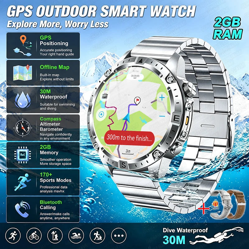 Reloj Inteligente con GPS, Mapa Offline, Linterna y 170 Deportes