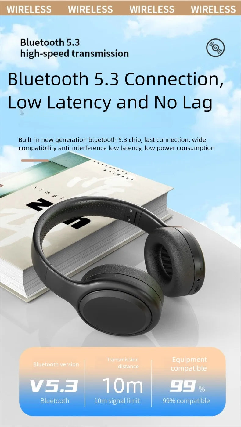Auriculares Bluetooth 5.3 Gaming Plegables TF/AUX