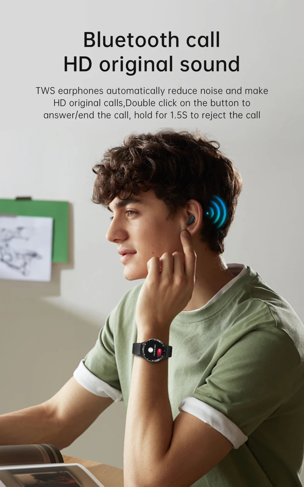 Reloj inteligente 2024 2 en 1 con auriculares Bluetooth TWS, monitor de frecuencia cardíaca y presión arterial, nuevo reloj deportivo y fitness
