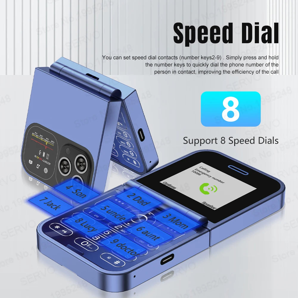 SERVO F15 Mini teléfono móvil pequeño con tapa 2 SIM en espera velocidad Dial linterna de voz mágica grabación de llamadas 2G GSM lindo teléfono móvil plegable