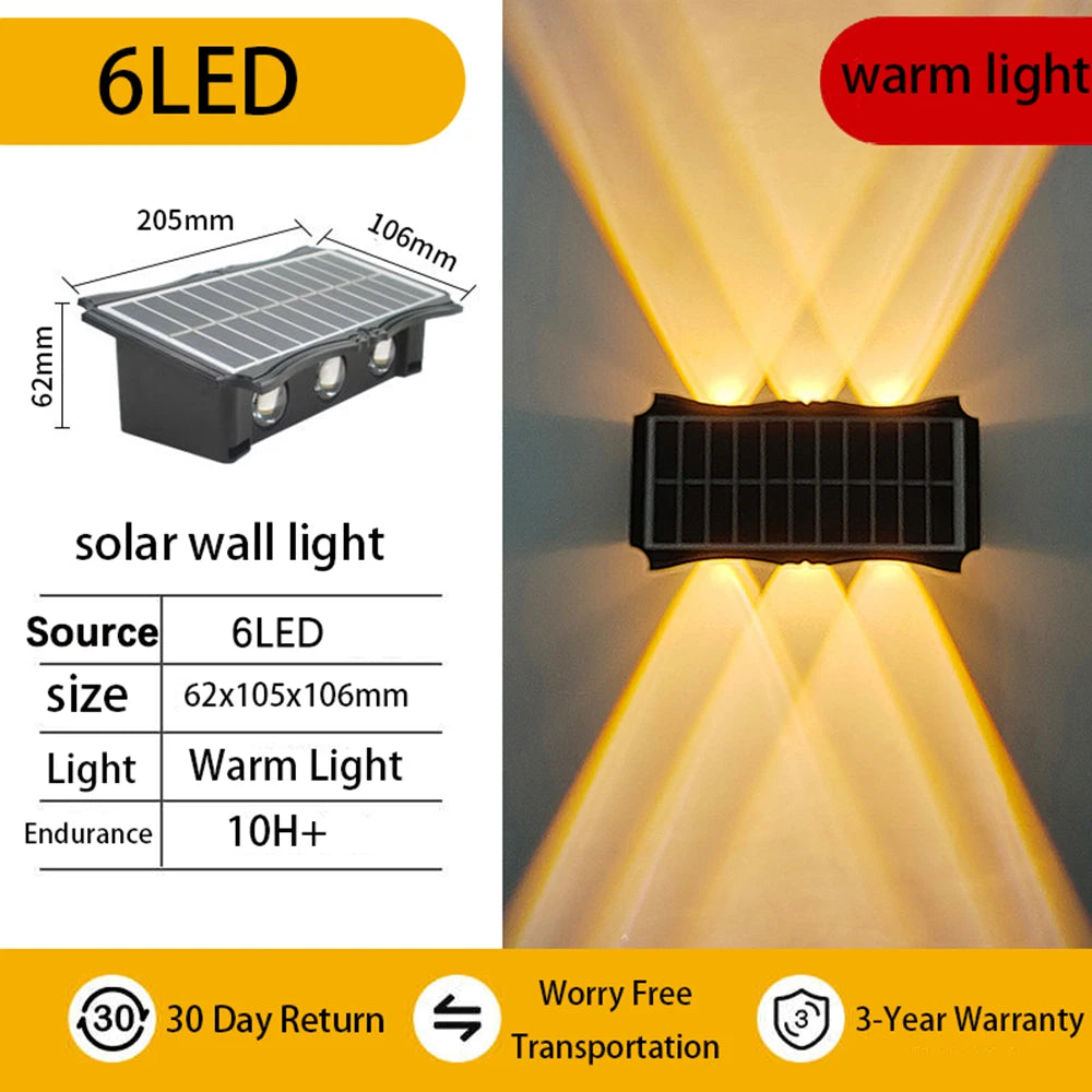 Lámpara Solar LED de Pared para Jardín - Impermeable con RGB
