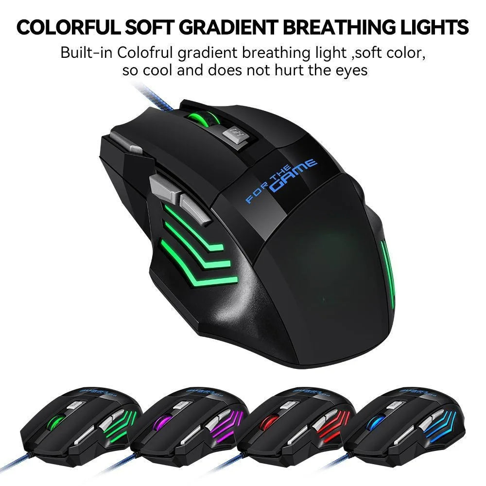 1 unidad, nuevo ratón USB para juegos Hyperspeed, ratón ergonómico retroiluminado RGB para juegos, ratón con cable 7D Esports para ordenador portátil y Gamer