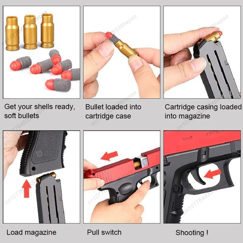 Pistola de juguete, pistola de balas blandas M1911, dardos de espuma expulsados, arma Manual de Airsoft con silenciador para niños y adultos