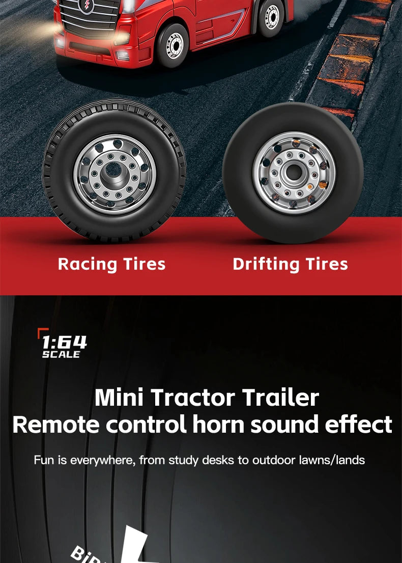 Camión Tractor RC WLtoys 6408 1:64 4WD con Luces y Bocina