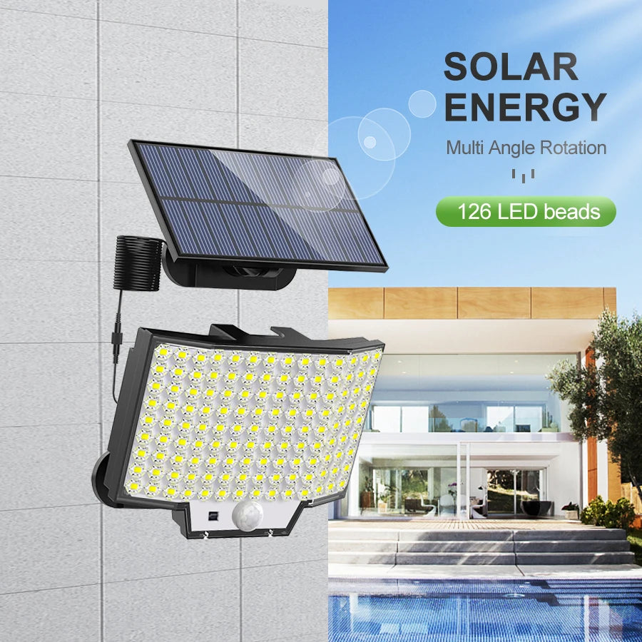 Lámpara Solar LED con Sensor de Movimiento para Jardín y Exterior