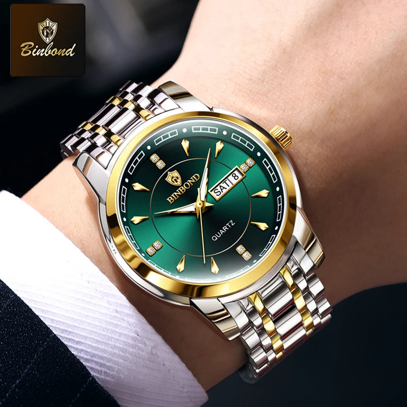 Reloj de Cuarzo BINBOND para Hombre de Negocios, Luminoso, Resistente al Agua