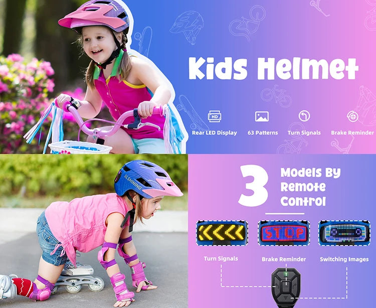 Casco de bicicleta para niños con casco LED, casco de patinaje sobre ruedas para bicicleta de equilibrio de seguridad deportiva para niños