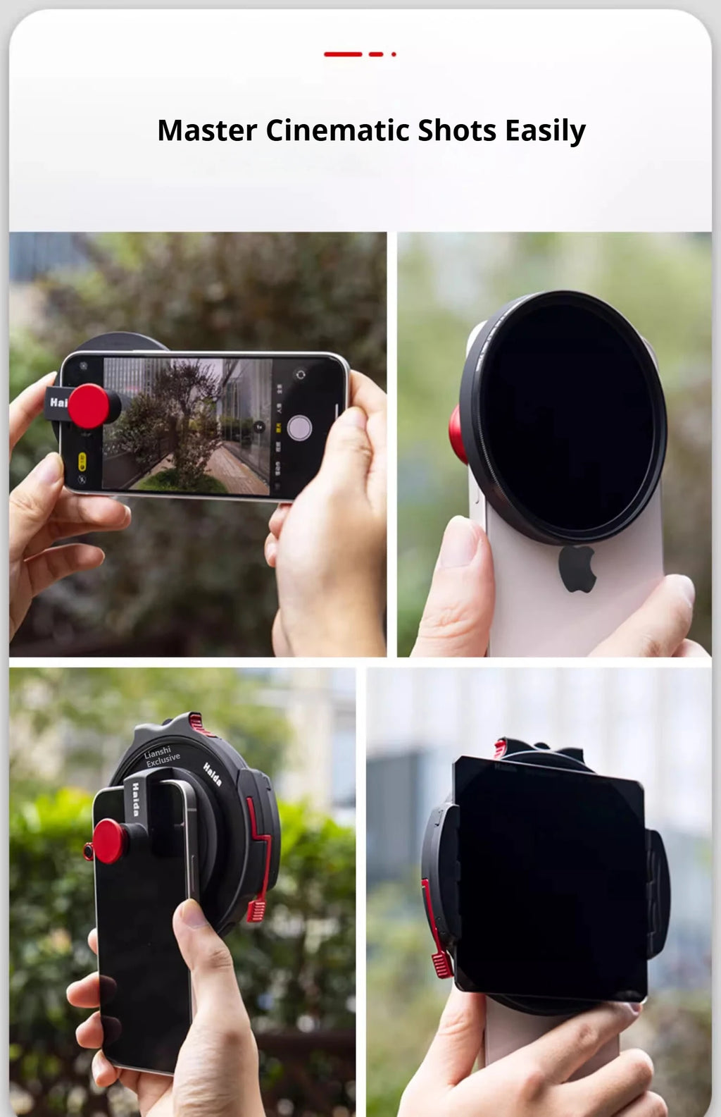 Soporte Universal Clip para Filtros de Teléfono Compatible con 72 mm
